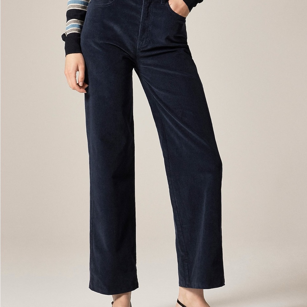 NWT Jcrew Petite slim wide pant in corduroy |Color NAVY | Size P24
